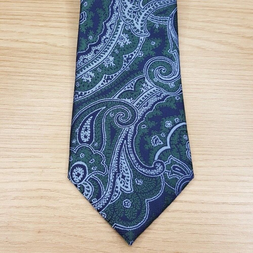 CLUB ROOM Mens Neck Tie Blue Green Paisley Classic Necktie